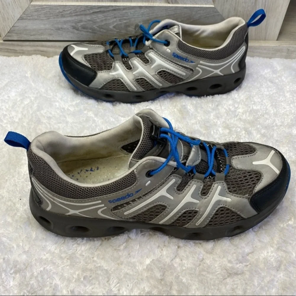 Speedo Sneakers Mens Gray and Blue Running Shoes Workout Sz 9